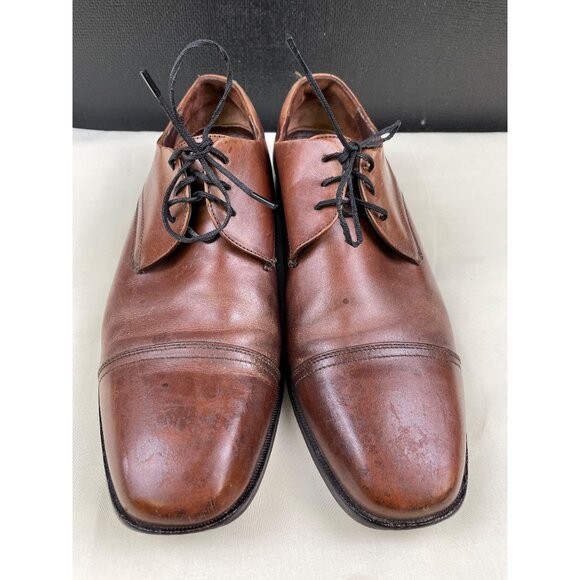 Tasso Elba Men's Brown Leather Shoes/Cap toe Oxfords Size 9.5 SKU 4940 - Picture 1 of 9